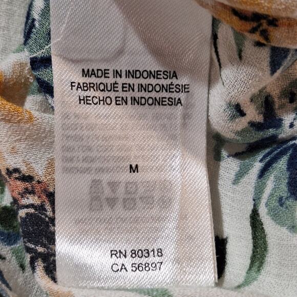 Lucky Brand Shirt Women's Medium Bohemian Floral Ruffle Cottagecore Lightweight - Picture 9 of 9